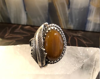 Vintage Tigers Eye Sterling Silver Ring/Rogelio Arte/925 Silver Ring/Southwestern Jewelry/Native American Indian Jewelry/Men Ring/Woman Ring