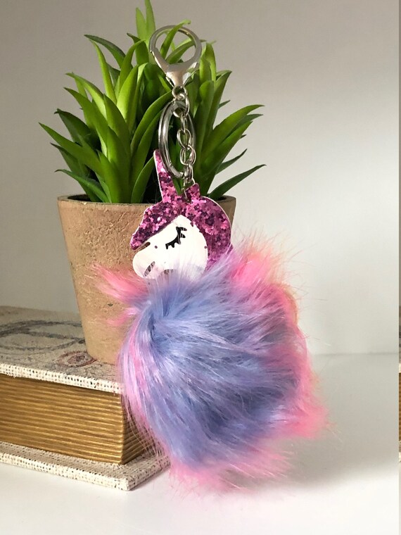 Unicorn pom pom best sale keychain