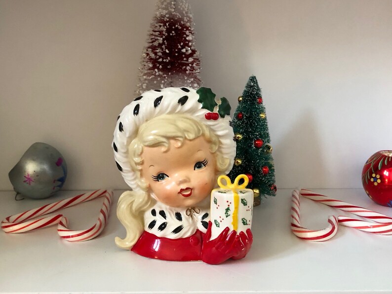 Napco Girl Head Vase Vintage Headvase Christmas Head Etsy