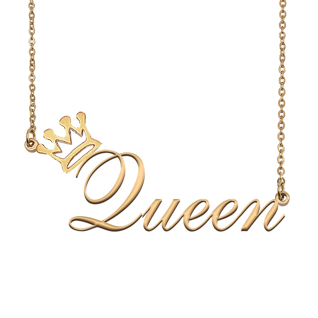 Buy Queen Name Necklace With Crown Name Necklace Gold Custom ...