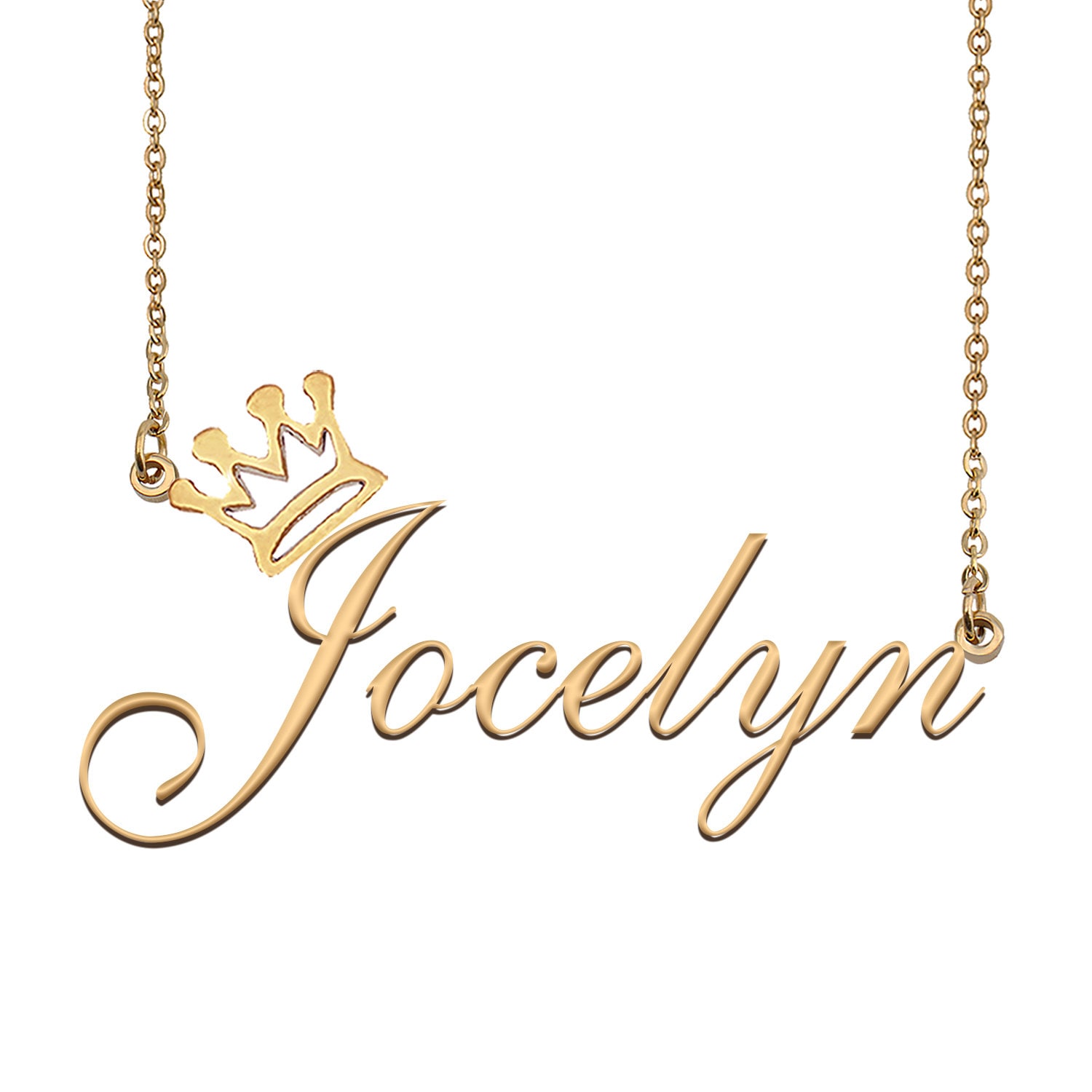 Jocelyn Name Necklace With Crown Name Necklace Gold Custom - Etsy Australia