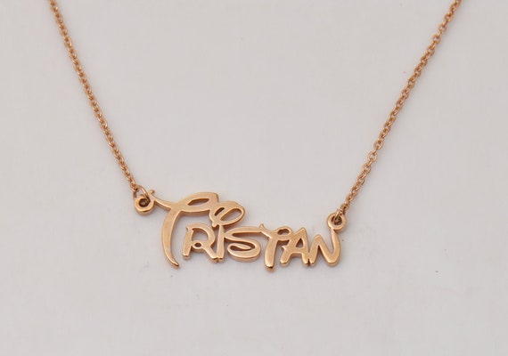 Tristan Name Necklace Custom Rose Gold Custom Any Name Etsy