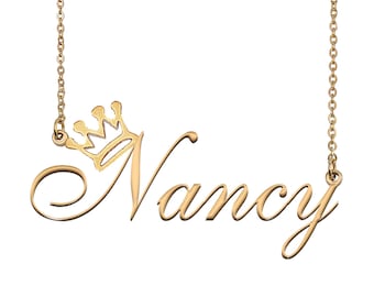 Nancy Name Necklace With Crown Name Necklace Gold Custom Name Necklace Christmas Gift Birthday Gift for Kids Her Etsy