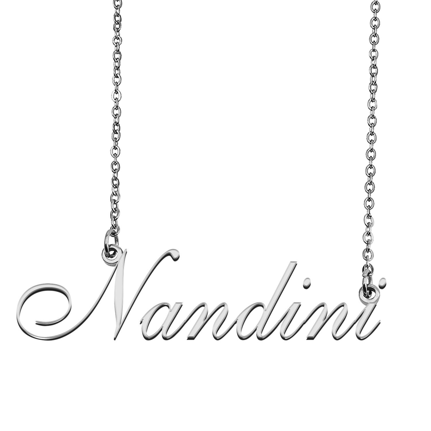 Nandini Name Necklace Mother Day Christmas Gift Birthday Party Wedding Bride Maid Bridal Silver Gold Rose