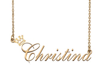 Christina Name Necklace With Crown Name 