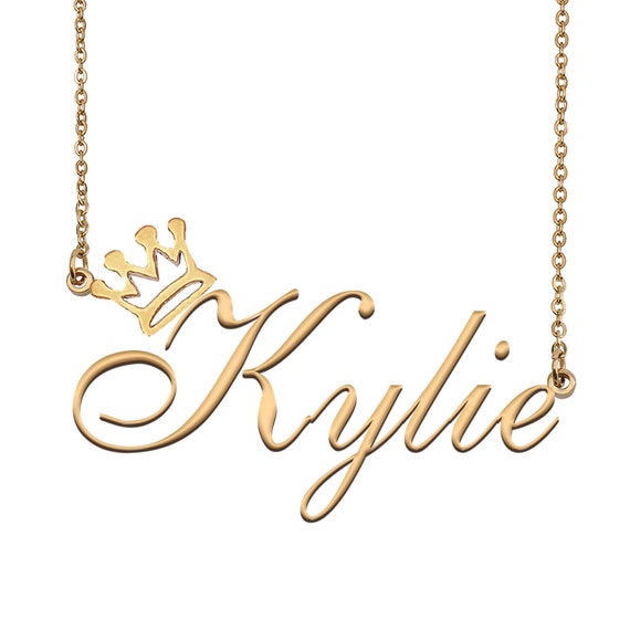 Kylie Name Necklace With Crown Name Necklace Gold Custom Name