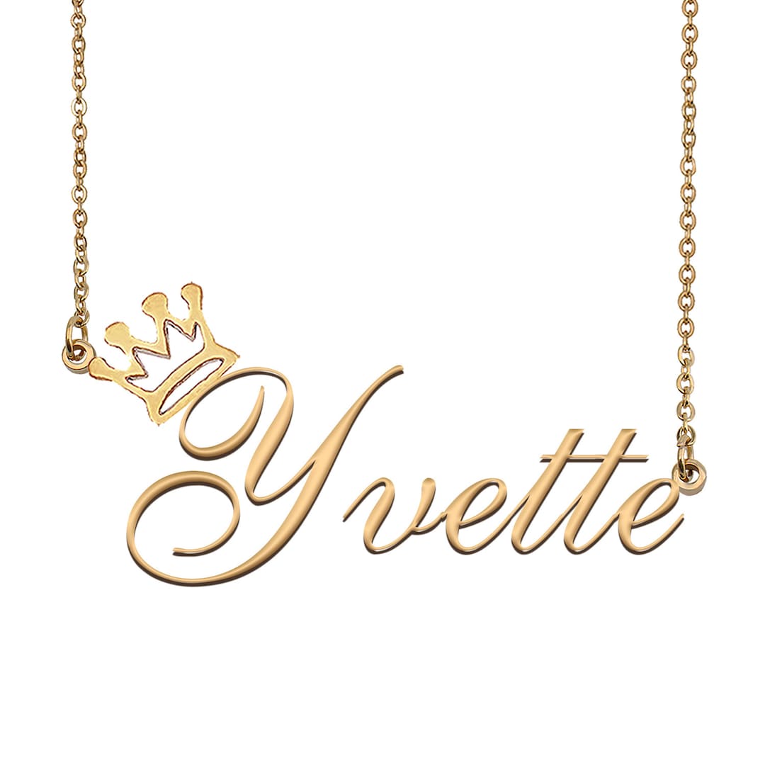 Yvette Name Necklace With Crown Name Necklace Gold Custom Etsy