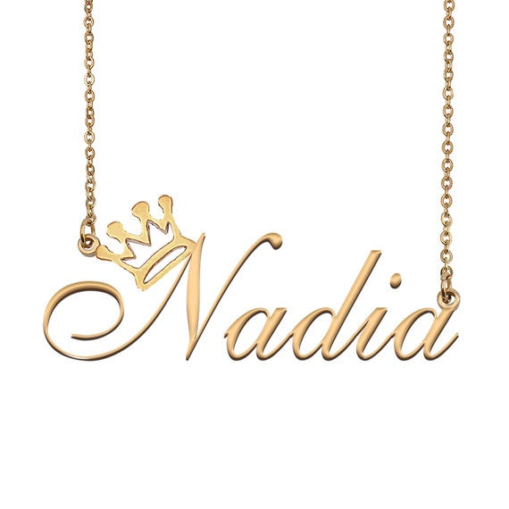 Nadia Name Necklace With Crown Name Necklace Gold Custom Name Necklace Christmas Gift Birthday Gift for Kids Her Etsy UK