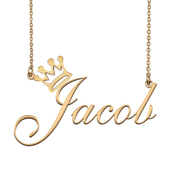 Jacob Name Necklace With Crown Name Necklace Gold Custom Name Necklace Christmas Gift Birthday Gift for Kids Her Etsy Canada