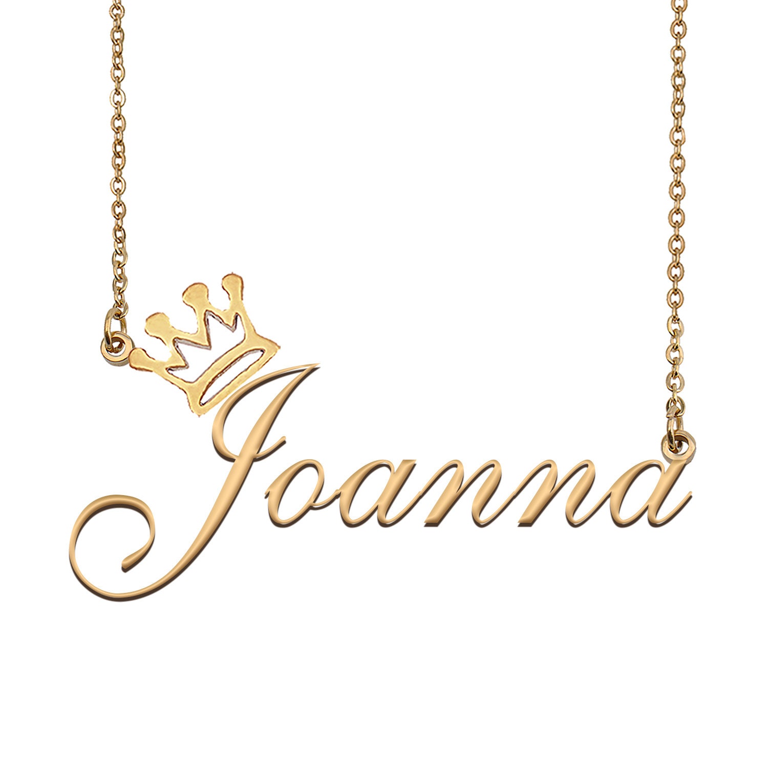 Joanna Name Necklace With Crown Name Necklace Gold Custom Etsy UK