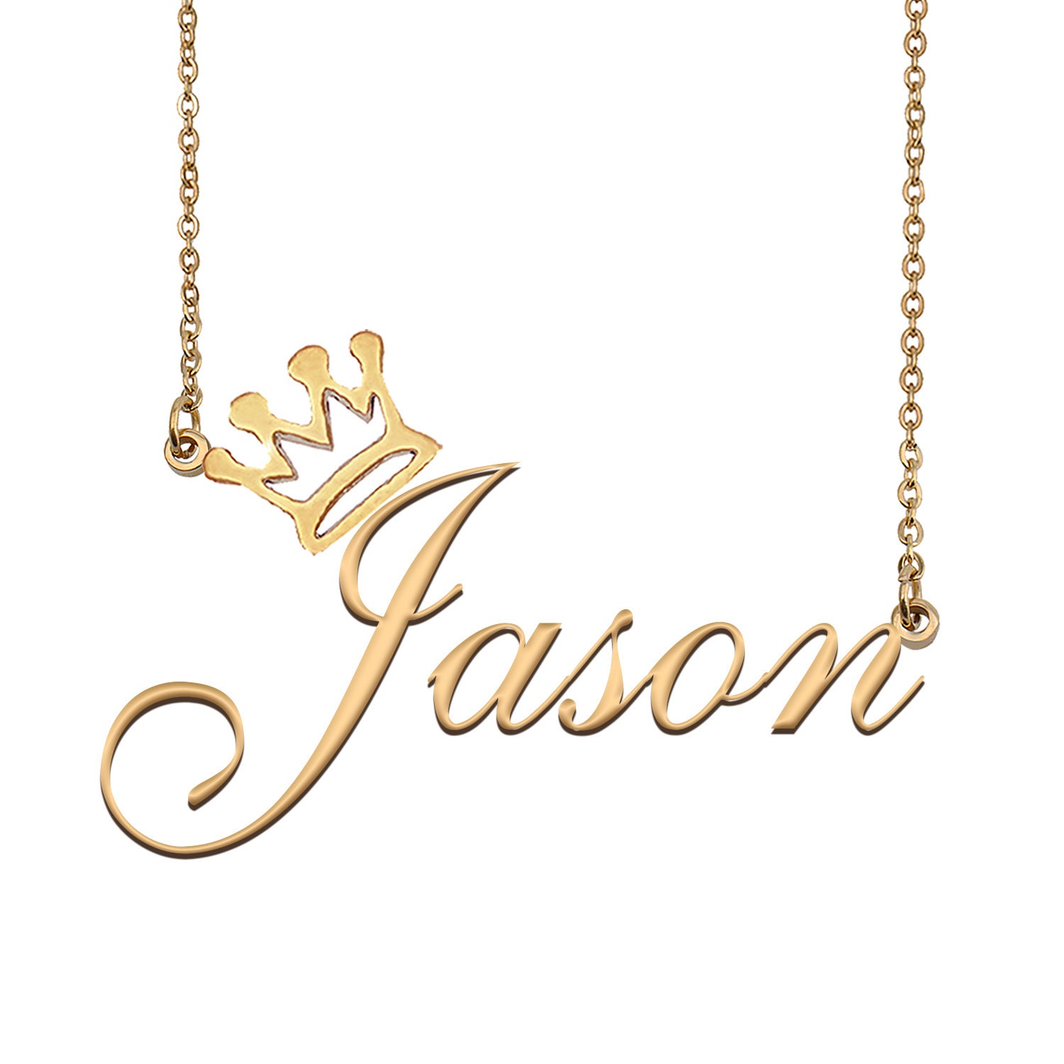 Jason Name Necklace With Crown Name 