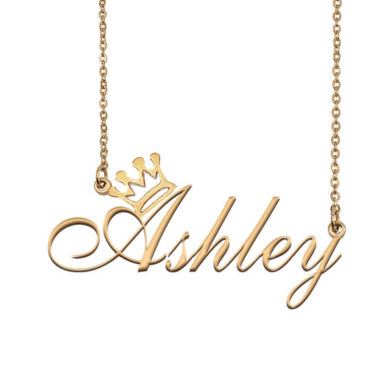 Ashley Name Necklace With Crown Name Necklace Gold Custom Name Necklace Christmas Gift Birthday Gift for Kids Her Etsy