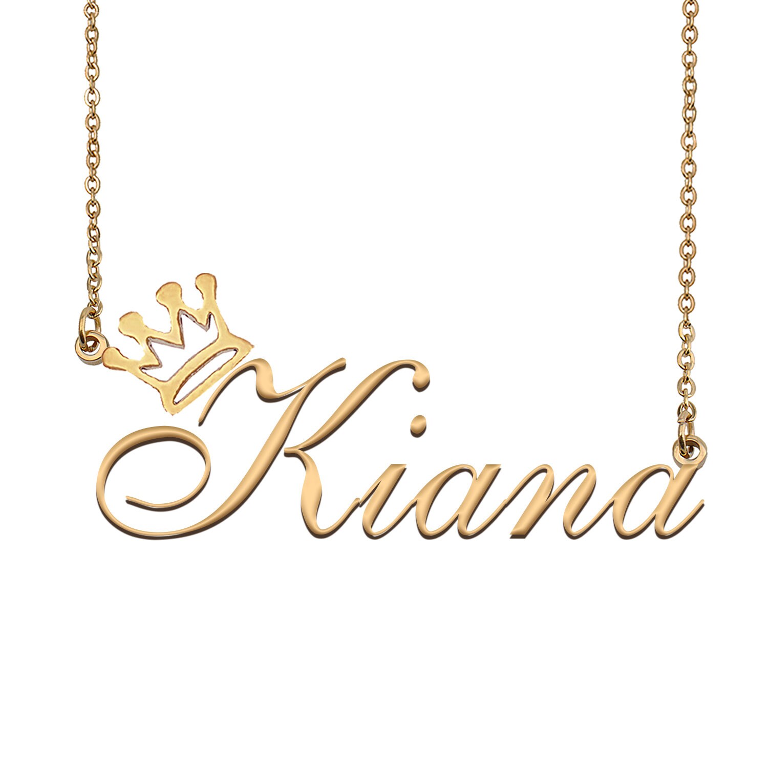 Kiana nombre collar con corona nombre collar oro collar de Etsy