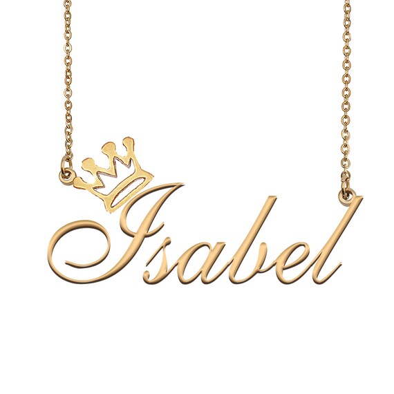 Isabel Name Necklace With Crown Name 