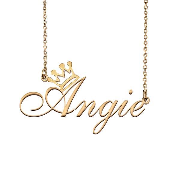 Angie Name Necklace With Crown Name Necklace Gold Custom Etsy