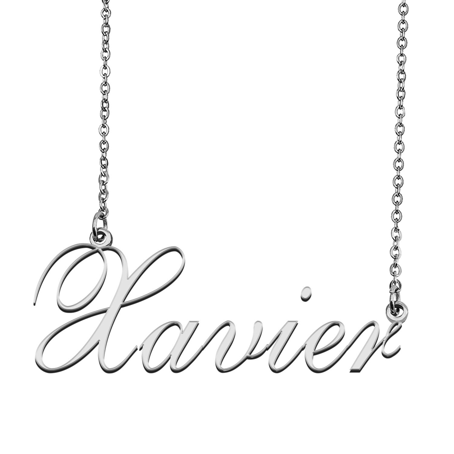 Xavier Name Necklace Mother Day Christmas Gift Birthday Party Wedding Bride Maid Bridal Silver Gold Rose Gold