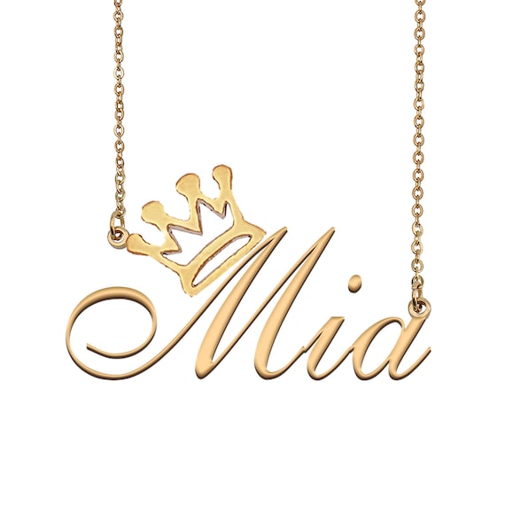 Mia Name Necklace With Crown Name Necklace Gold Custom Name Necklace Christmas Gift Birthday Gift for Kids Her Etsy Denmark