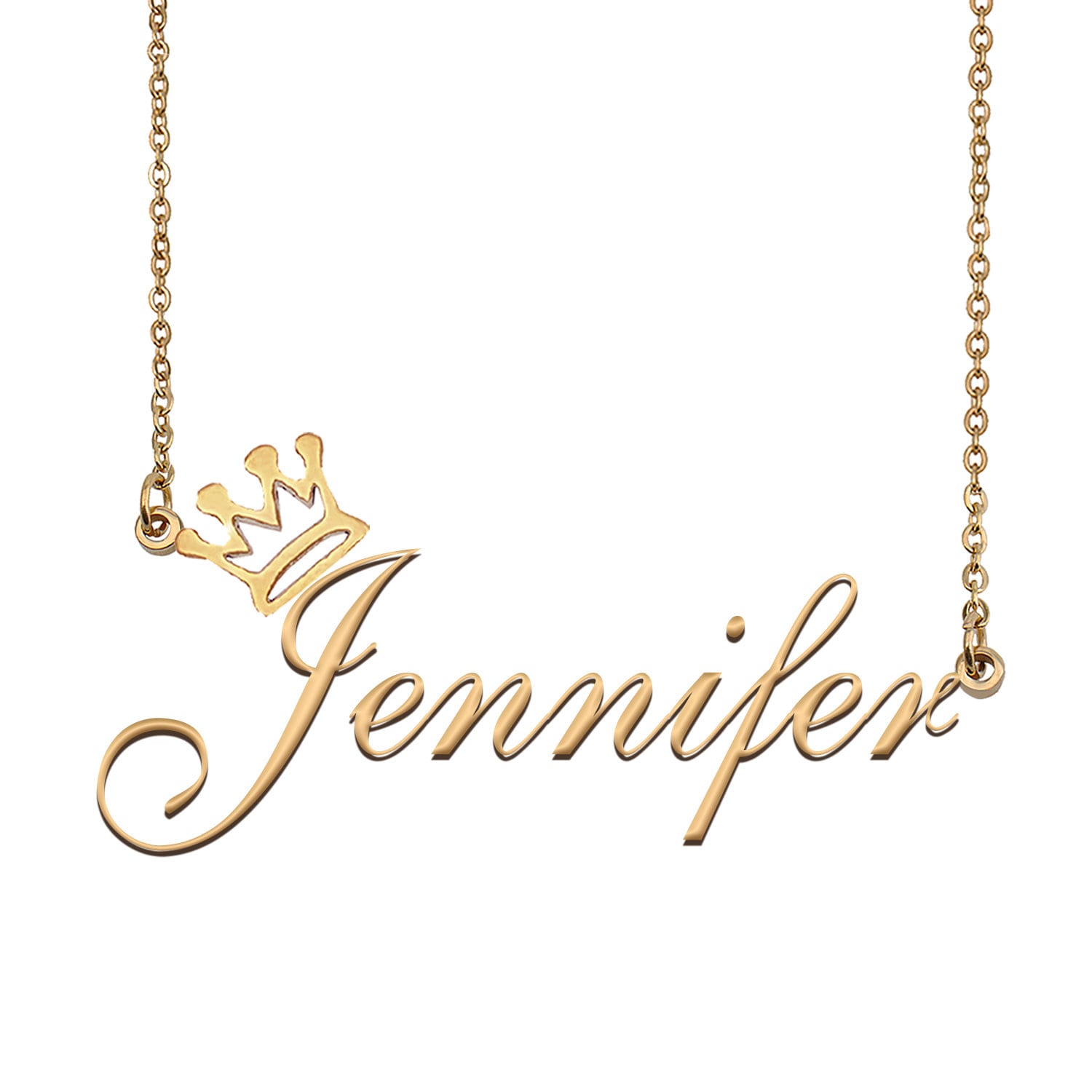 Gold jennifer name best sale necklace