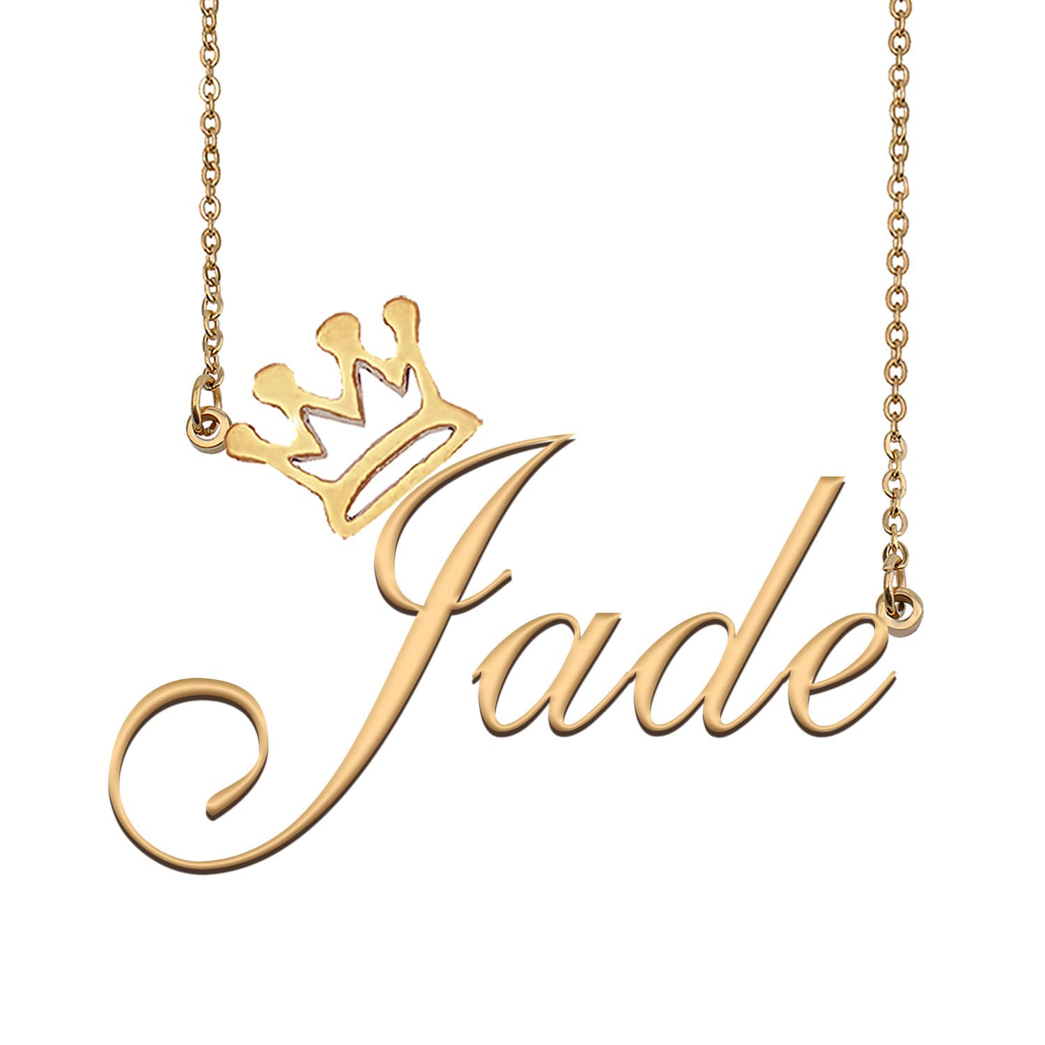 Jade Name Necklace With Crown Name Necklace Gold Custom Name Necklace Christmas Gift Birthday Gift for Kids Her Etsy