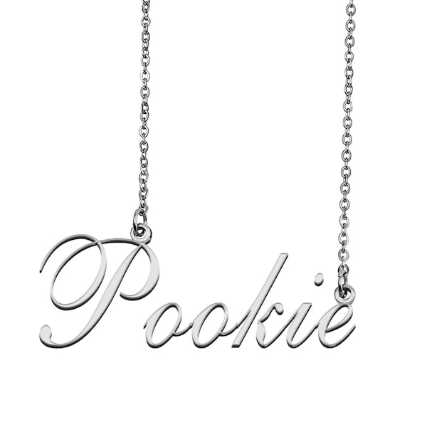 Pookie Name Necklace, Mother Day Christmas Gift Birthday Party Wedding Bride Maid Bridal Silver Gold Rose Gold