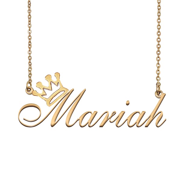 Mariah Name Necklace with Crown, Name Necklace Gold, Custom Name Necklace, Christmas Gift, Birthday Gift for Kids Her