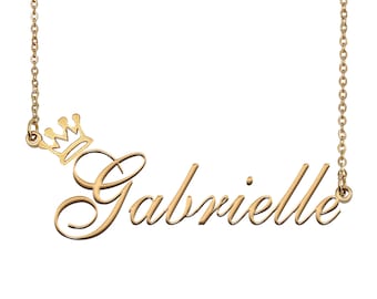 Gabrielle Name Necklace With Crown Name 
