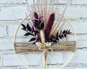 Dried flower wreath JULIA 1.0 with wreath color choice and desired text - gift idea door wreath flower DIY loop bamboo ring wall wreath window decoration