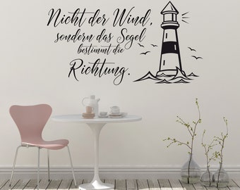 WANDTATTOO Spruch/Zitat - Nicht der Wind, sondern das Segel bestimmt die Richtung! - (Größen.- und Farbauswahl)