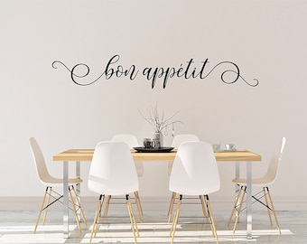 Wandaufkleber Wandtattoo Wandsticker für die Küche/Esszimmer "BON APPETIT" (Größen.- und Farbauswahl)