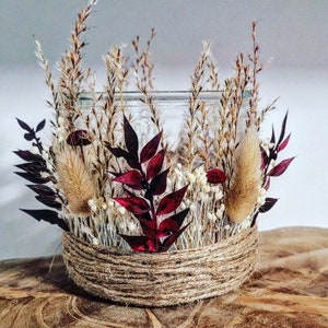 Lanterne avec fleurs séchées - JULIA - bougeoir photophore - fleurs séchées dans un verre - idée cadeau douce décoration de table style bohème