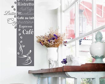 Wandaufkleber Wandtattoo Wandsticker für die Küche/Esszimmer "KAFFEE BANNER" (Größen.- und Farbauswahl)