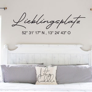 Favorite place (or your own desired word) + coordinates - wall sticker wall decal wall stickers with sizes and color selection