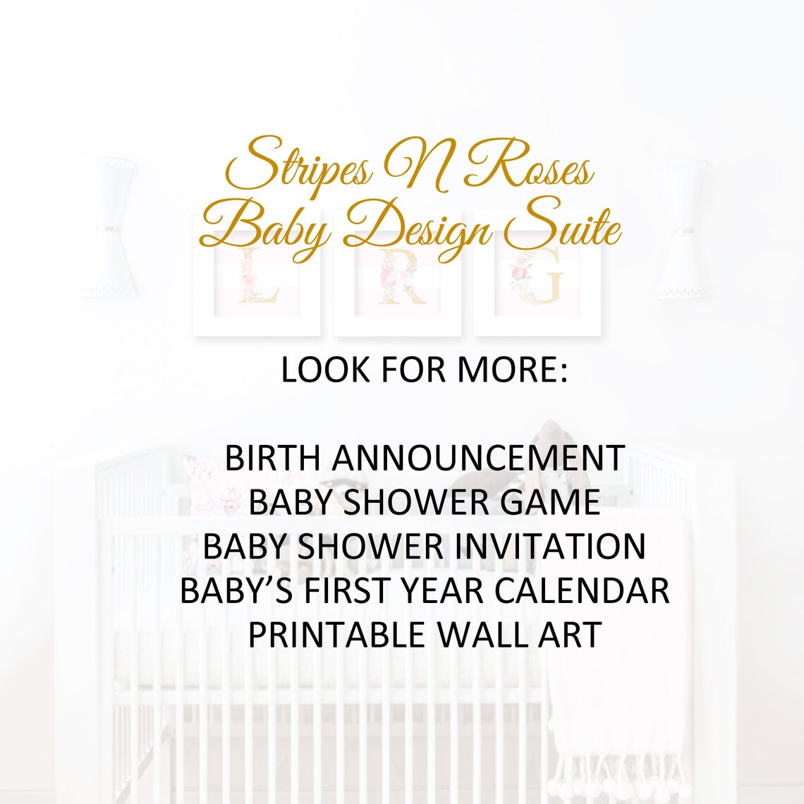 Girl Nursery Prints, Monogram Digital Art Download, Baby's Room Art