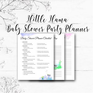 Shower Planner Pages, Digital Download, Baby Shower Hostess, Mommy to be Planner, Planner Check List, Llittle Llama theme, kimenink design