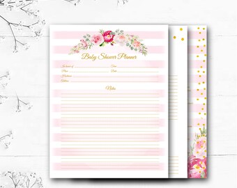 Girl Baby Shower Planner, Shower Checklist, Shower To Do List, Mom to Be Planner, Digital Download, Original Kimenink, Faux Gold Printing