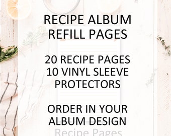 Album Refill Pages, Recipe Pages, Personalized Recipe Keeper, Extra Pages to Save Favorites Family Recipes, Gift for Kitchen For a Foodie