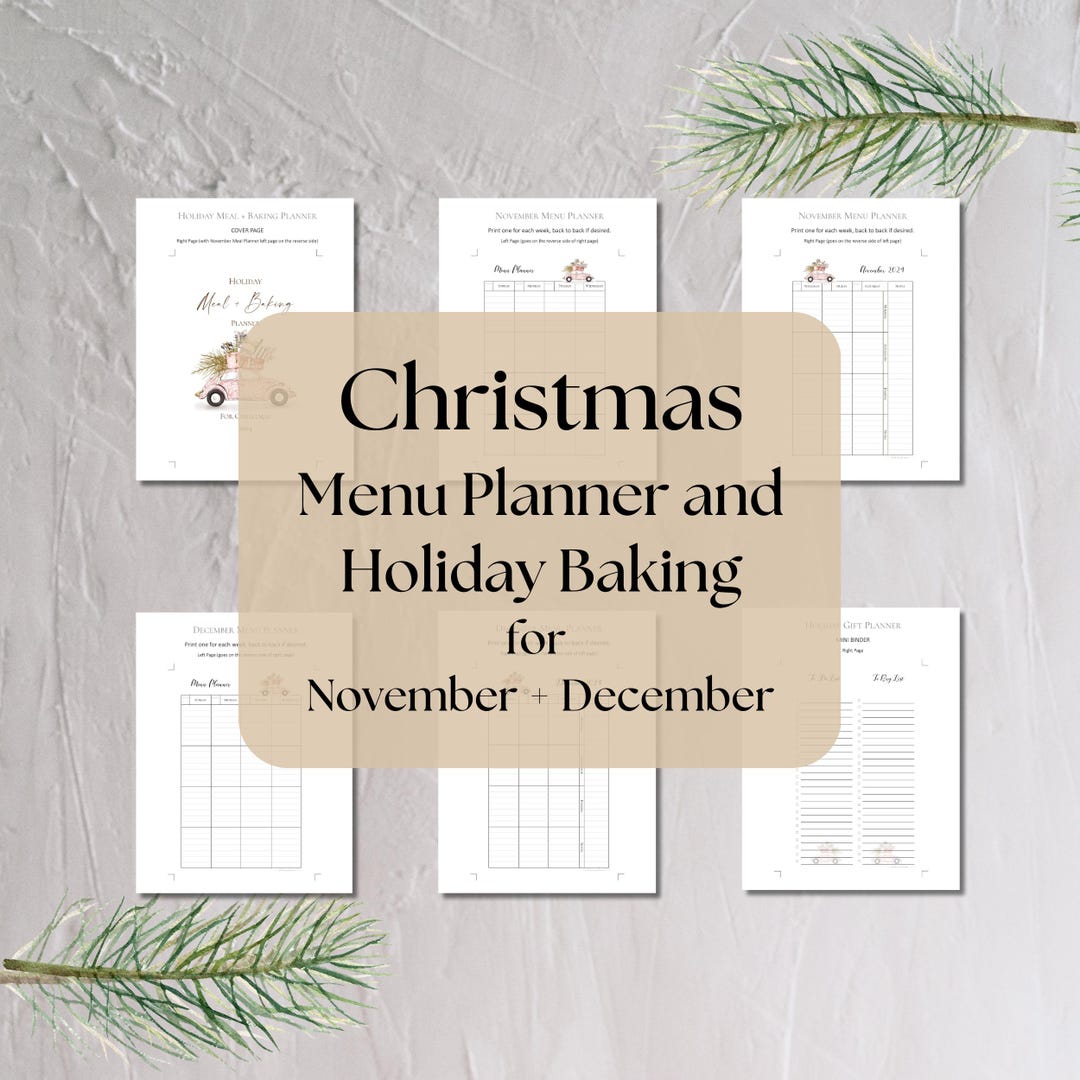 Printable Christmas Menus and Holiday Baking Planner Bundle Boho VW Bug ...