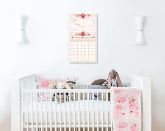 Stripes N Roses Baby's First Year Calendar, Baby's Firsts Memory Tracker, Baby's Firsts Stickers, Personalized Calendar, Baby Shower Gift