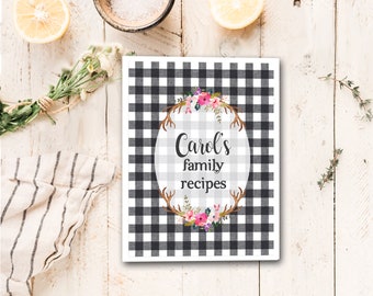 Recipe Album. Small Binder, Black and White Buffalo Check, Personalized Cover, Family Recipes, Bridal Shower Gift, Housewarming Gift
