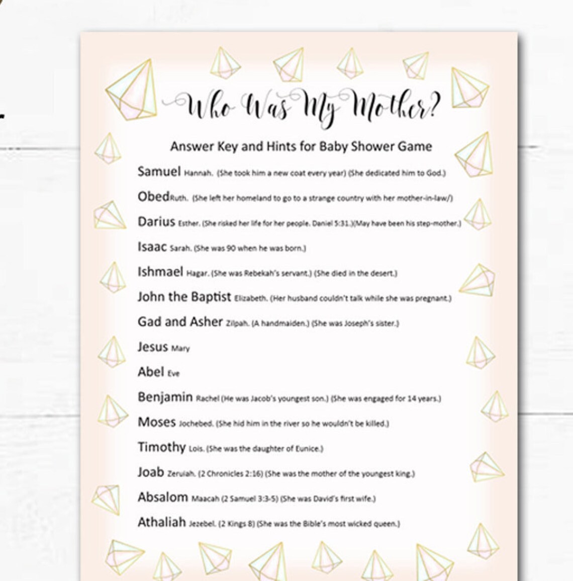 Baby Shower Game Bible Babies Game Name The Mothers Game Etsy baby-shower-game-bible-babies-game-name-the-mothers-game-etsy