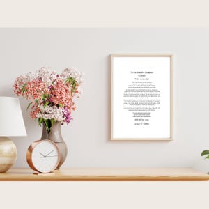 Fuentes modernas en blanco, regalo de boda digital, carta personalizada para hija de padres/impresión, descarga, elegante recuerdo de matrimonio para recién casados