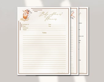 Coffee Themed Baby Shower 3 Page Digital Planner, Hostess, Mommy-to-be Planner, Task Check-List, Watercolor Café-au-lait Party Organizer