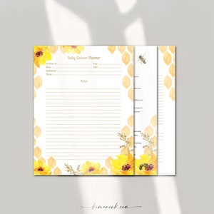Golden Honey Bee Baby Shower Planner, Shower Checklist, Shower To Do List, Mom to Be Planner, Digital Download, Party Planner, Shower Ideas
