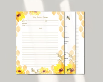 Golden Honey Bee Baby Shower Planner, Shower Checklist, Shower To Do List, Mom to Be Planner, Digital Download, Party Planner, Shower Ideas
