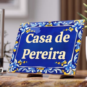 Personalized Tile 2, Azulejo Family Name Sign, Custom Address Sign, Custom House Numbers Sign, Decorated Tile, Ceramic Tile Art Perfect Gift