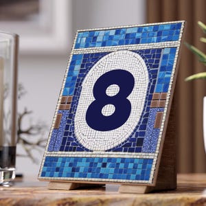 Personalized Ceramic Tile House Number 16, Colorful Mosaic Flat Print, Custom Address Sign, Custom House Numbers Sign Decorated Tile Gift
