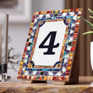 Personalized Ceramic Tile House Number 11, Colorful Mosaic Flat Print, Custom Address Sign, Custom House Numbers Sign Decorated Tile Gift