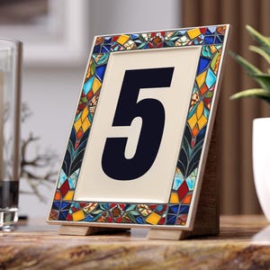 Personalized Ceramic Tile House Number 3, Colorful Mosaic Flat Print, Custom Address Sign, Custom House Numbers Sign Decorated Tile Gift