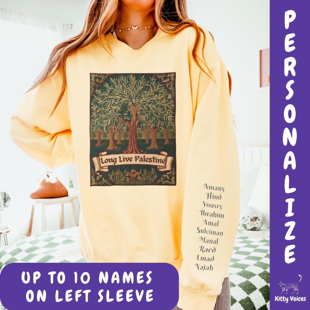 White Sweatshirt – Handmade Olive Tree Palestinian Tatreez main image 0