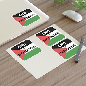 FREE PALESTINE End The Genocide - All Profits Donated - Ceasefire Now Palestine Flag Kiss-Cut Sticker Sheet of 4 - Square 2 sizes